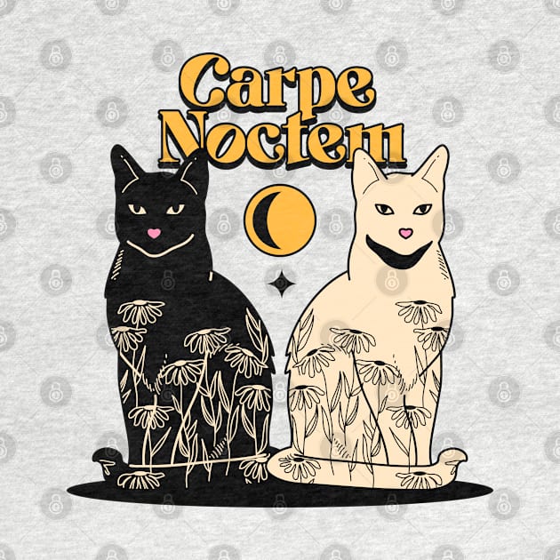 Carpe Noctem Black Cat in yellow by The Charcoal Cat Co.